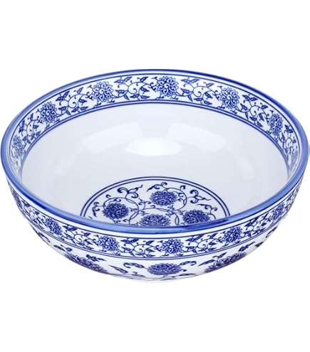 Amazon.com: Luxshiny 藍色和白色瓷碗7 英吋(約17.8 公分)手工陶瓷沙拉